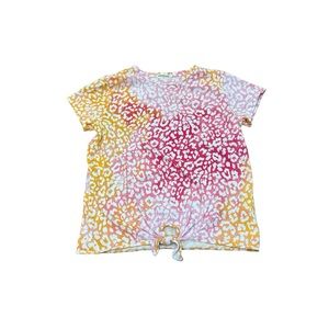 Crewcuts by J. Crew Girls Short Sleeve Pink/Orange/White Print T-shirt, Size Med